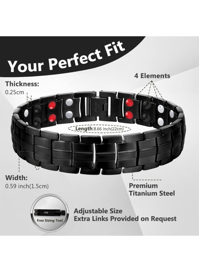 VIUAUAX Mens Magnetic Bracelet Titanium Steel Magnetic Bracelet with Double Row 4 Elements Magnets,Father's Day GiftsMagnetic Lucky Bracelet for Men - Image 2